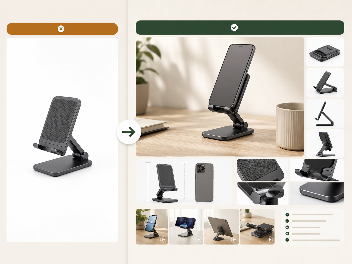 Before and after ecommerce product content transformation